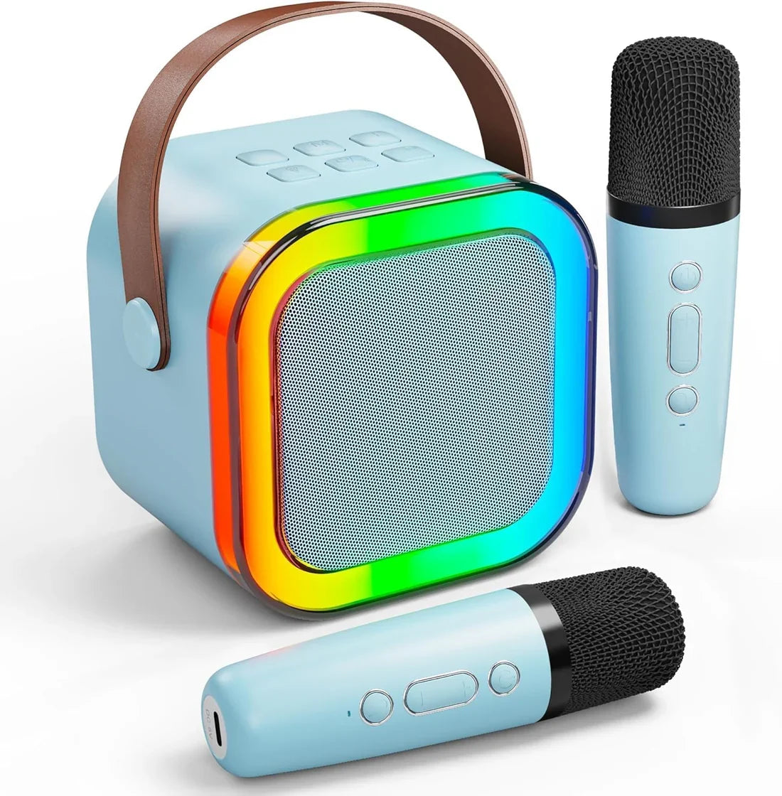 Mini Bluetooth Speaker and Mic with LED Lights for Kids Random Color