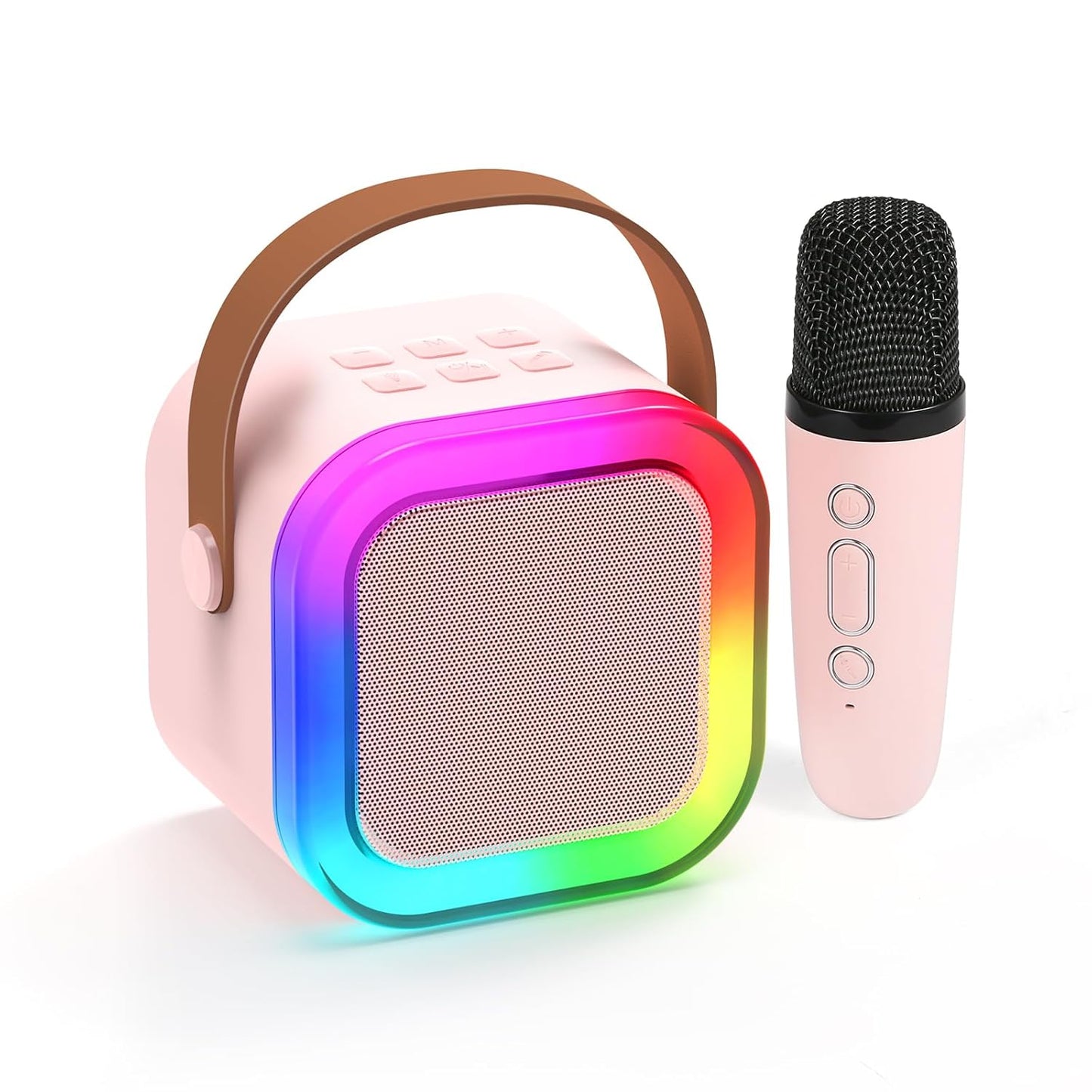 Mini Bluetooth Speaker and Mic with LED Lights for Kids Random Color