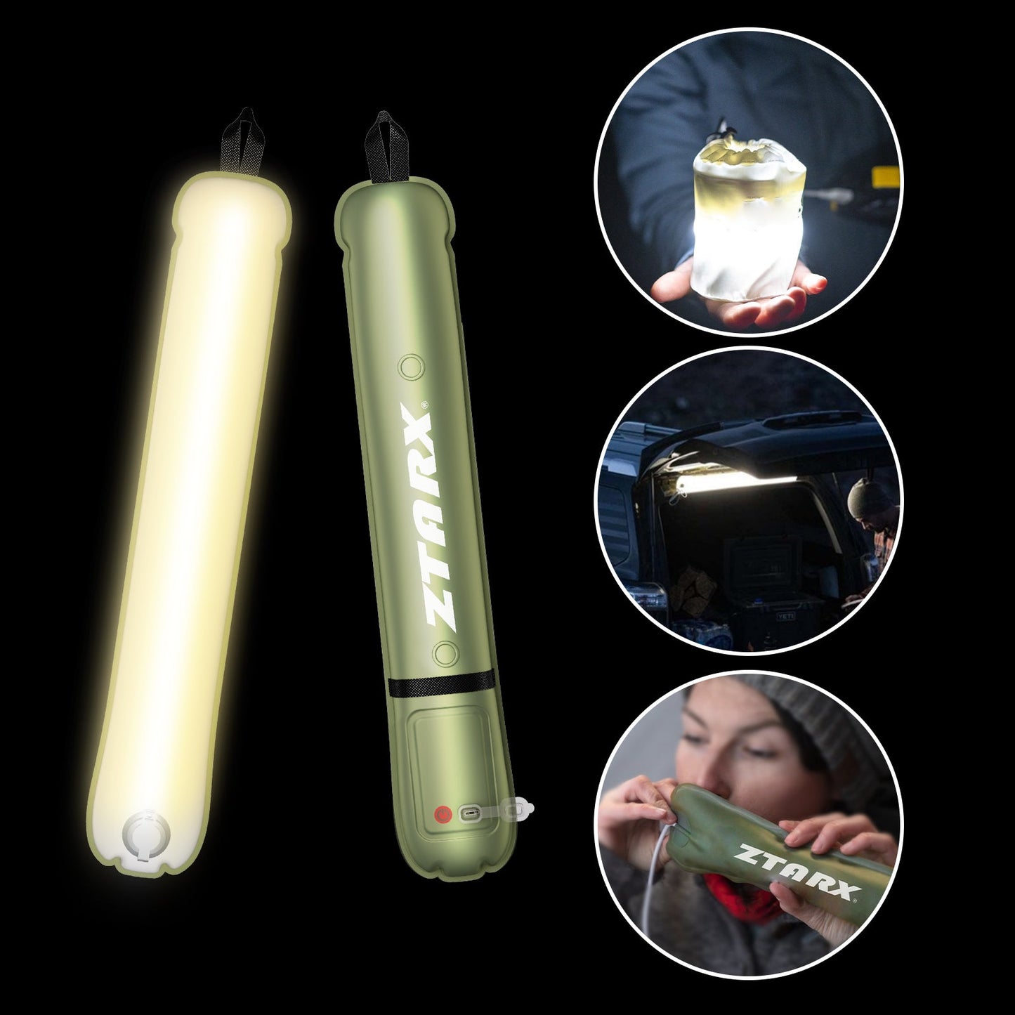 ZTARX Tube-S2.0 Solar & USB Charging Inflatable LED Tube: Versatile Lighting for Outdoor Adventures