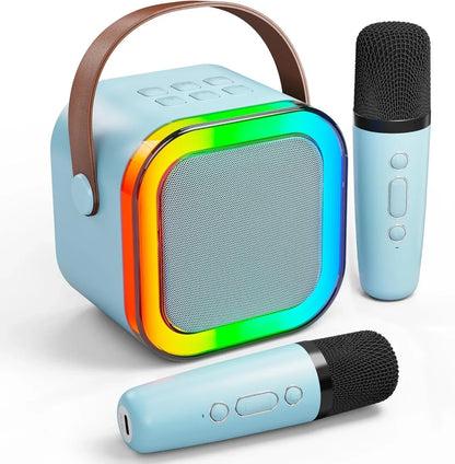 Mini Bluetooth Speaker and Mic with LED Lights for Kids Random Color