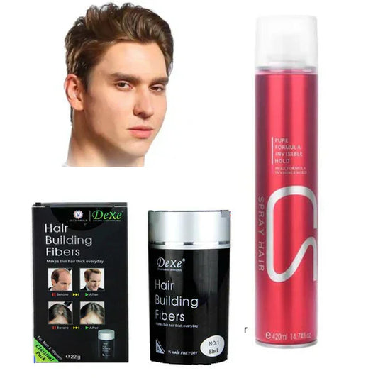 Dexe Hair Fiber refilling plus hair spray