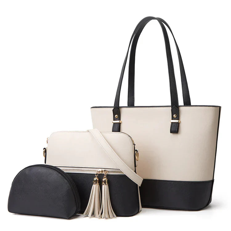 DREAM BROWN AND BLACK 3 PIECE HANDBAG